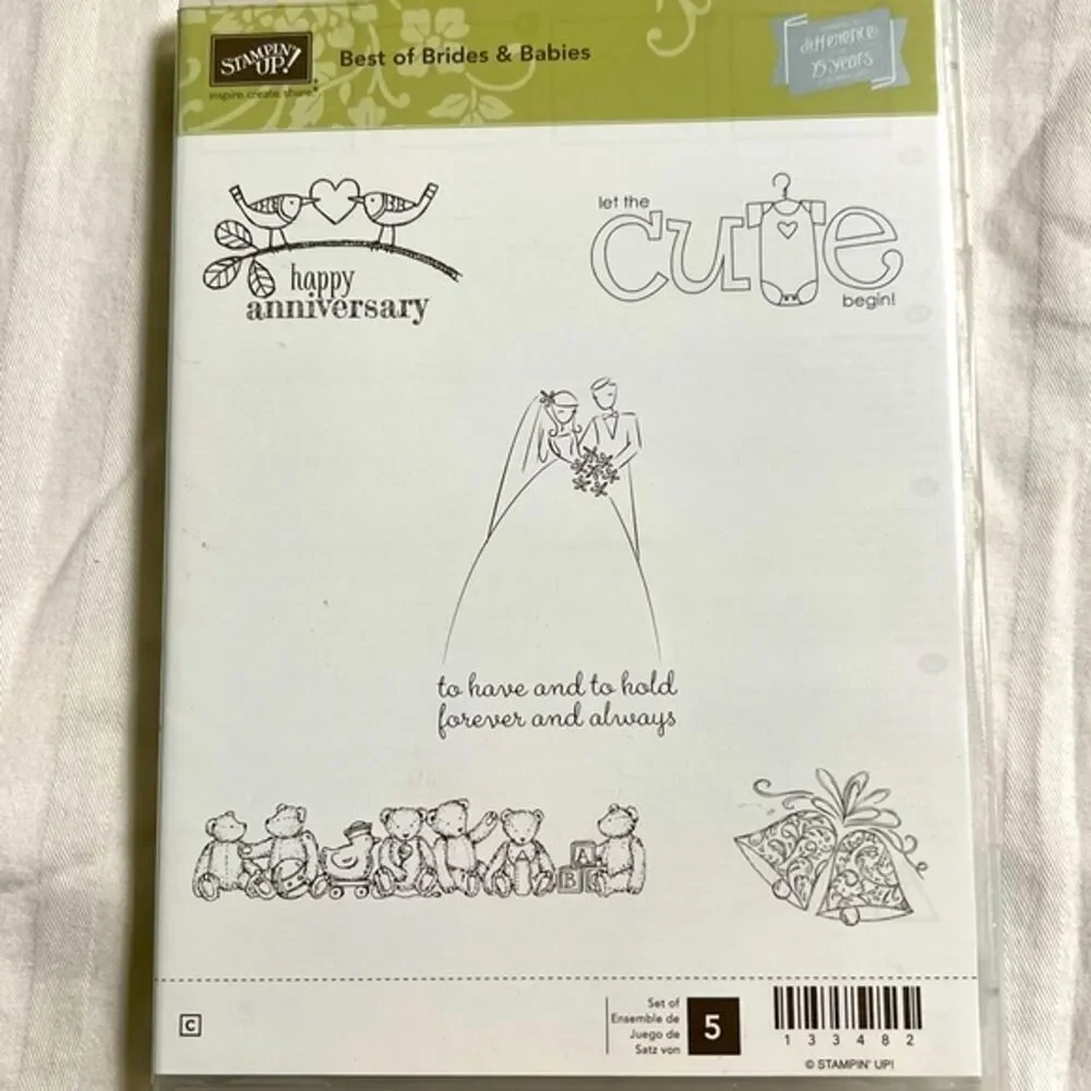 *RARE* Stampin Up Retired Best of Brides & Babies - Set of 5 Stamps Wedding